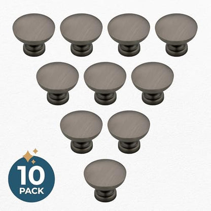 Franklin Brass - Fulton Heirloom Silver Round Cabinet Knobs 1-3/16" Easy Install, Durable Hardware for Drawers, Dresser, Kitchen Cabinet Doors, and Furniture (10-Pack)