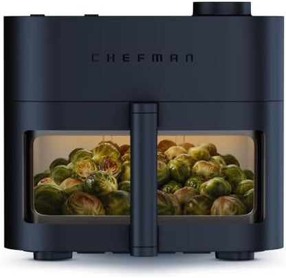 Chefman Crispinator Air Fryer 7-in-1 with 8 Qt Capacity, 450°F Max Temp & TurboFry Pro Technology for Fast, Even Results, Bake, Broil, Dehydrate, Viewing Window, Nonstick Ceramic-Coated Basket