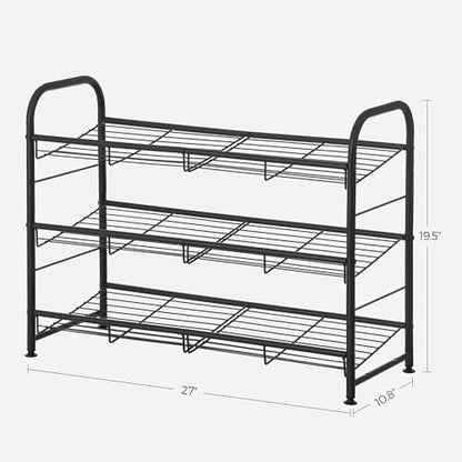 SONGMICS 3-Tier Stackable Metal Shoe Rack, Holds Up to 12 Pairs of Shoes