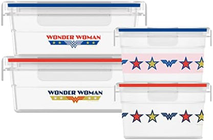 Snapware 8-Pc Plastic Food Storage Containers Set, 4.6-Cup & 3-Cup Meal Prep Containers with Lid, Non-Toxic, BPA-Free Lids with 4 Tab Locking Lids, Dishwasher, Microwave, and Freezer Safe, Batman