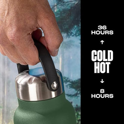 S'well Recycled Stainless Steel Explorer with Insulated Lid and Handle, 24oz, Green Jasper, Triple Layered Vacuum Insulated Containers Keeps Drinks Cold for 36 Hours and Hot for 8