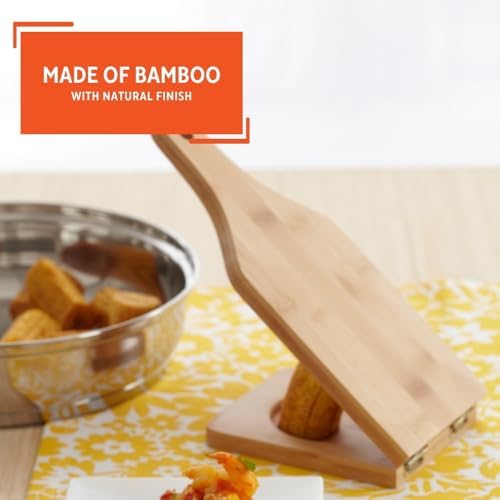 IMUSA USA Traditional Small Bamboo Tostonera/Plantain Masher