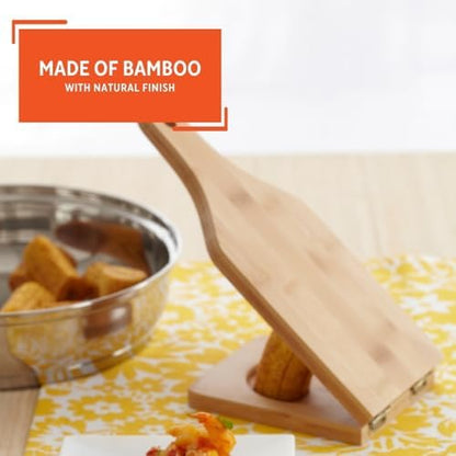IMUSA USA Traditional Small Bamboo Tostonera/Plantain Masher
