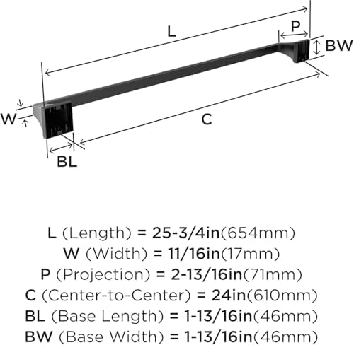 Amerock Mulholland 24" Matte Black Towel Bar