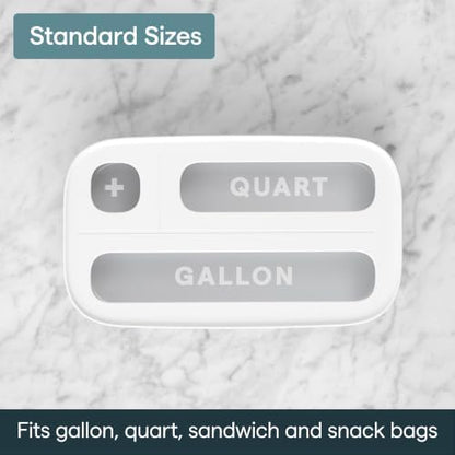 YouCopia StoraBag Drawer Food Bags Dispenser, 3-Slot, Plastic Sandwich Bag Organizer For Kitchen Storage, White