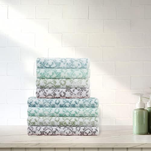 Jessica Simpson – Bath Towel 4 Piece Set, Aziza, Premium Bathroom Décor, Includes 2 Hand Towels and 2 Shower Towels, 100% Cotton & Machine Washable, Skyrocket Grey