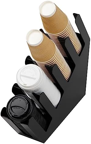 Mind Reader Cup and Lid Dispenser, Countertop Org, Coffee Bar, Beverage Cup, Kitchen, Breakroom, Black