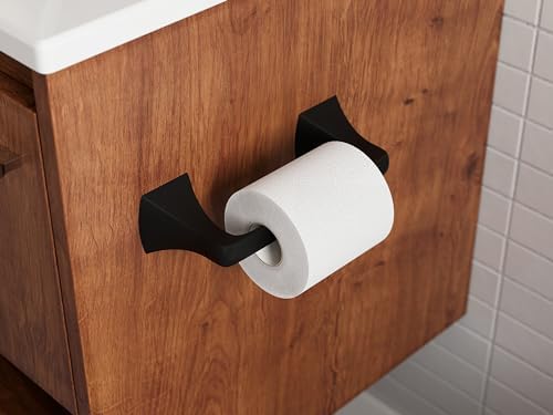 Pfister Bruxie 3-Piece Bathroom Hardware Set with Towel Bar, Towel Ring, and Toilet Paper Holder, Wall-Mounted, Matte Black Finish, BTBBIE3B