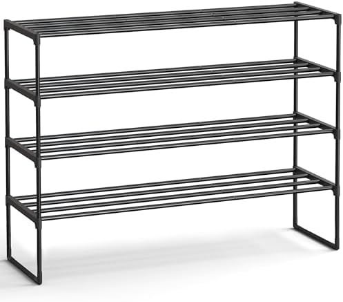 SONGMICS Shoe Rack, 4-Tier Shoe Organizer, Metal Storage Shelf