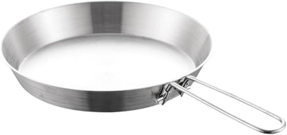 Stainless Steel Camping Fry Pan Cookware Foldable Handle Easy to Clean Multipurpose Outdoor Cooking Griddle Non Stick Skillet, 20cm