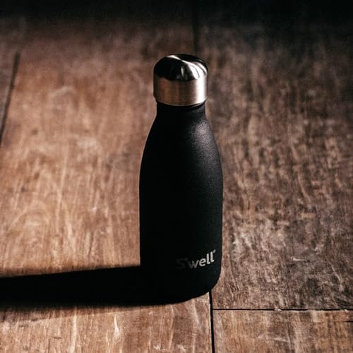 S'well Stainless Steel Water Bottle, 9oz, Onyx, Triple Layered Vacuum Insulated Containers Keeps Drinks Cold for 24 Hours and Hot for 12, BPA Free, Perfect for On the Go