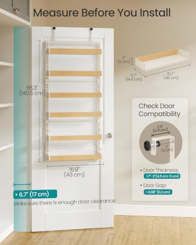 SONGMICS 6-Tier Over the Door Pantry Organizer, Adjustable Spice Rack