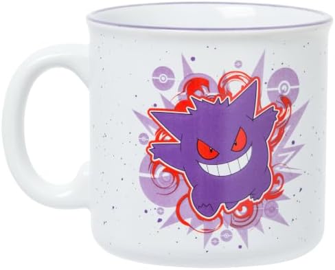 Silver Buffalo Pokémon Gengar Jumping Energy Swirls, Ceramic Mug, 20oz