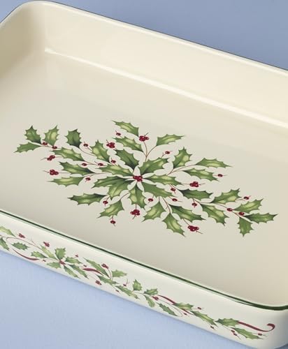Lenox Holiday Stoneware Large Rectangular Christmas Baking Dish