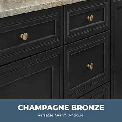 Franklin Brass - Fulton Champagne Bronze Round Cabinet Knobs 1-3/16" Easy Install, Durable Hardware for Drawers, Dresser, Kitchen Cabinet Doors, and Furniture (10-Pack)
