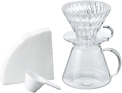 Hario "Simply Hario" V60 Glass Pour Over Coffee Set, Size 02