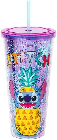 Silver Buffalo Disney Lilo and Stitch Pineapple, Plastic Cold Cup, 32oz