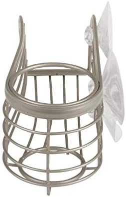 Spectrum Sink Sponge and Brush Holder with Suction Cups Ashley 2 in 1 Sink Caddy Satin Nickel, No Rust Easy Mount Suction Cup Kitchen Sink Sponge and Brush Holder Wire Cradle Promotes Quick Drying