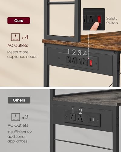 VASAGLE Coffee Bar, 31.5 Inches 6-Tier Baker's Rack with 6 Hooks