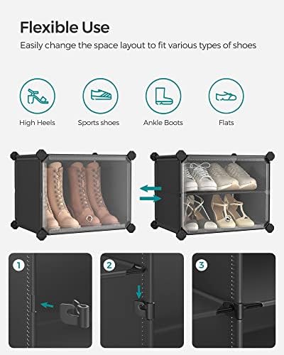 SONGMICS Shoe Rack, 8-Tier with Doors, 32-Pair Storage Cabinet