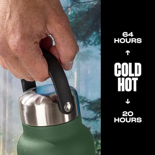 S'well Recycled Stainless Steel Explorer with Insulated Lid and Handle, 40oz, Green Jasper, Triple Layered Vacuum Insulated Containers Keeps Drinks Cold for 54 Hours and Hot for 12