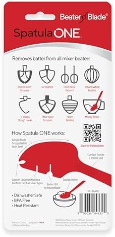 Silicone Spatula ONE Mixer Beater Scraper and Spatula, Black