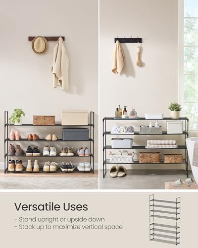 SONGMICS Shoe Rack, 4-Tier Shoe Organizer, Metal Storage Shelf