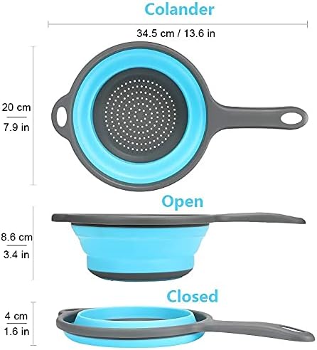 Kitchen Foldable Silicone Strainer Colanders, Collapsible Colanders