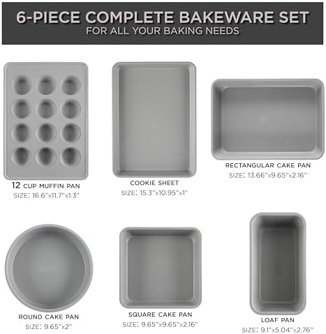 Country Kitchen Nonstick Stackable Bakeware Set - Durable, Easy Release Baking Set, Taupe, 6 Pcs