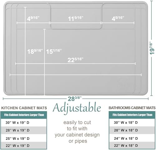 Heavy-Duty Under Sink Mat – Waterproof Silicone Cabinet Liner for Kitchen & Bathroom | Protects from Leaks, Spills | Trimmable, Easy to Clean, Ideal for Homeowners | 28" x 19" or Smaller