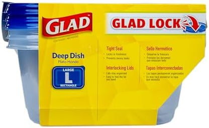 Glad GladWare Deep Dish Food Storage Containers, 64 Oz, 3 Count, 6-Pack