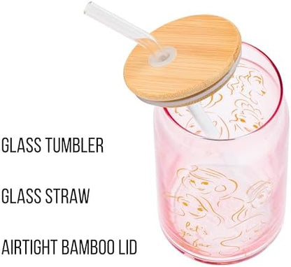 Silver Buffalo Disney Princess, Glass Tumbler, 16oz