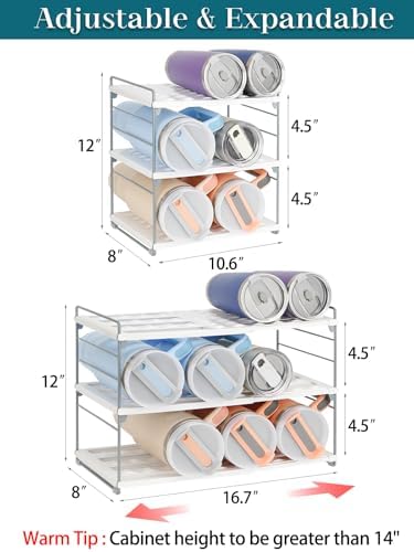 Upgraded Large Expandable Water Bottle Organizer Designed for 40 oz Stanley, Owala & Yeti Tumblers, Adjustable Storage Rack for Travel Mug Cabinet, Pantry, and Kitchen Organizer, Fits 20/30 oz Bottles