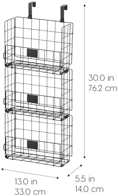 IRIS USA Over The Door Organizer, 3 Pack, Hanging or Wall Mount Wire Basket