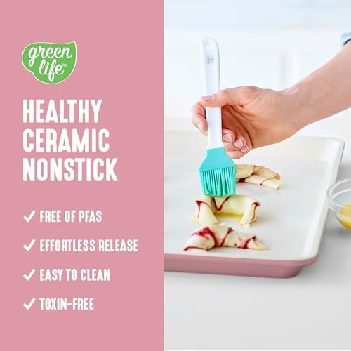 GreenLife 18” x 13” Ceramic Nonstick Half Cookie Sheet, Pink