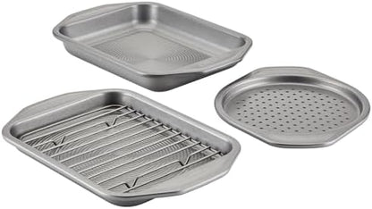 Circulon Total Bakeware Nonstick Toaster Oven & Personal Pizza Pan Baking Set, 4-Piece