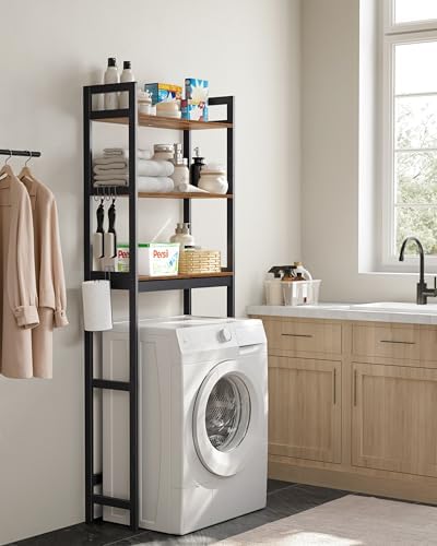 SONGMICS 3-Tier Bamboo Over The Toilet Storage, Adjustable Shelf, 66.9''H