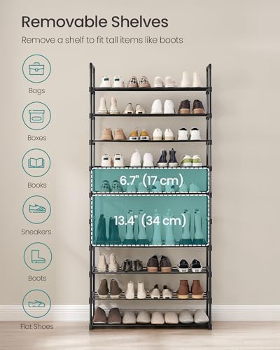 SONGMICS Shoe Rack, 10-Tier Shoe Organizer, Metal Storage Shelf