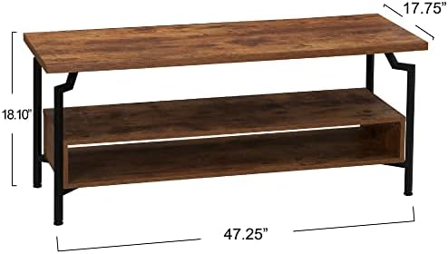 Household Essentials Crown TV Console in Rustic Hickory and Black Iron
