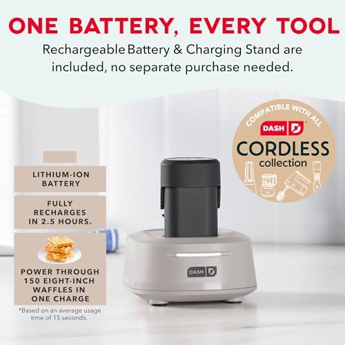 Dash Cordless Hand Mixer, Beaters & Dough Hooks, French Grey