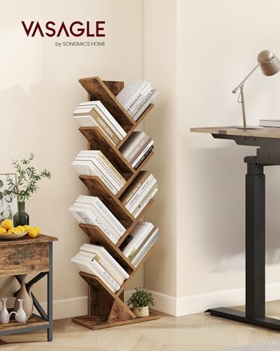 VASAGLE Tree Bookshelf, 9 Tiers, 15 x 7.9 x 45.4 Inches