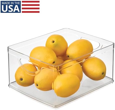 iDesign Plastic Stackable Kitchen Cabinet Storage Bin with Handles - Clear Pantry Organizer Medium (Pack of 4)