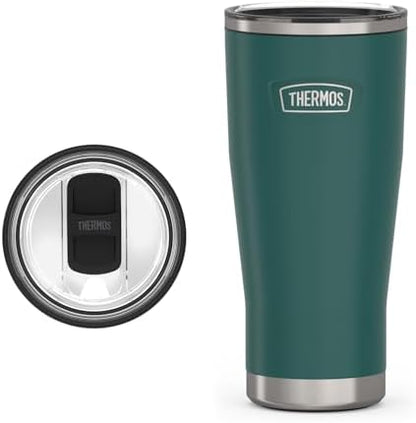 THERMOS Icon Series 24oz Stainless Steel Tumbler with Slide Lock Lid, Leakproof, Fits Cupholder, Dishwasher Safe, Griptec™ Non‑Slip Base, Keeps Drinks Hot 6 Hrs/Cold 22 Hrs, Spruce