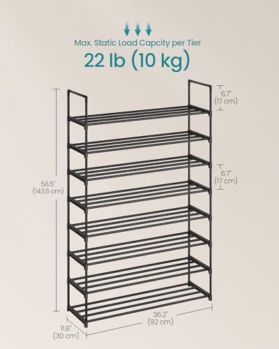 SONGMICS Shoe Rack, 8-Tier Shoe Organizer, Metal Storage Shelf