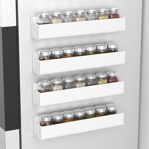 PMMASTO 4-Pack White Acrylic Spice Rack Organizers for Cabinet Doors