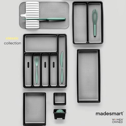 madesmart Classic 3 Compartment Utensil Tray, Carbon