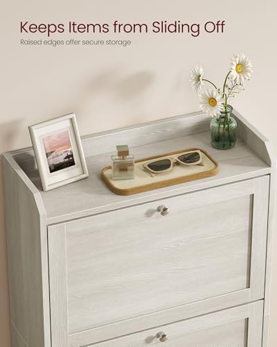 VASAGLE Shoe Storage Cabinet with 3 Flip Drawers, Slim, Holds 12‑20 Pairs