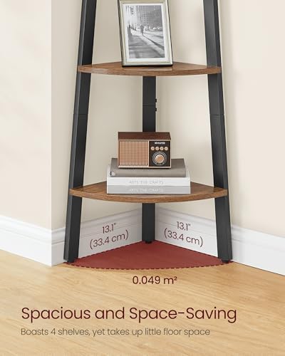 VASAGLE 4-Tier Corner Shelf Stand, Modern Ladder Shelf