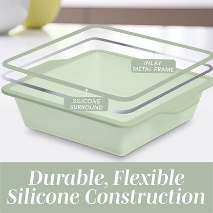 COOK WITH COLOR 17 Pc. Silicone Baking Pan Set - Non-Stick & Easy Clean Silicone Muffin Pans for Baking with Sturdy Metal Frame for Stability, Flexible Cake Molds, Includes Measuring Cups and Spoons