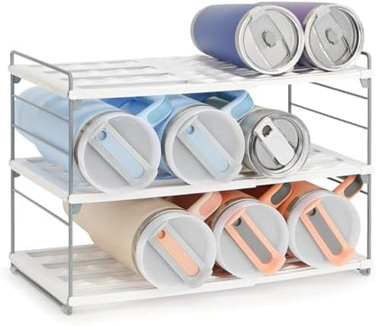 Upgraded Large Expandable Water Bottle Organizer Designed for 40 oz Stanley, Owala & Yeti Tumblers, Adjustable Storage Rack for Travel Mug Cabinet, Pantry, and Kitchen Organizer, Fits 20/30 oz Bottles